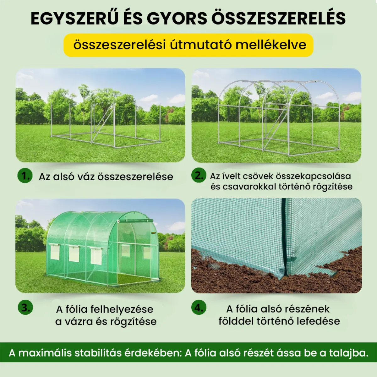 Fóliasátor 2×3.5×2 m