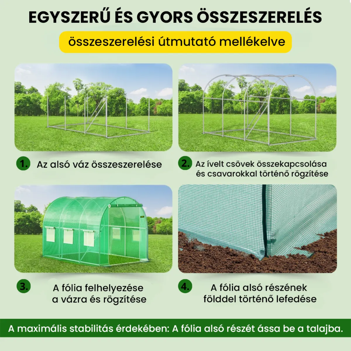 Fóliasátor 2×3×2 m