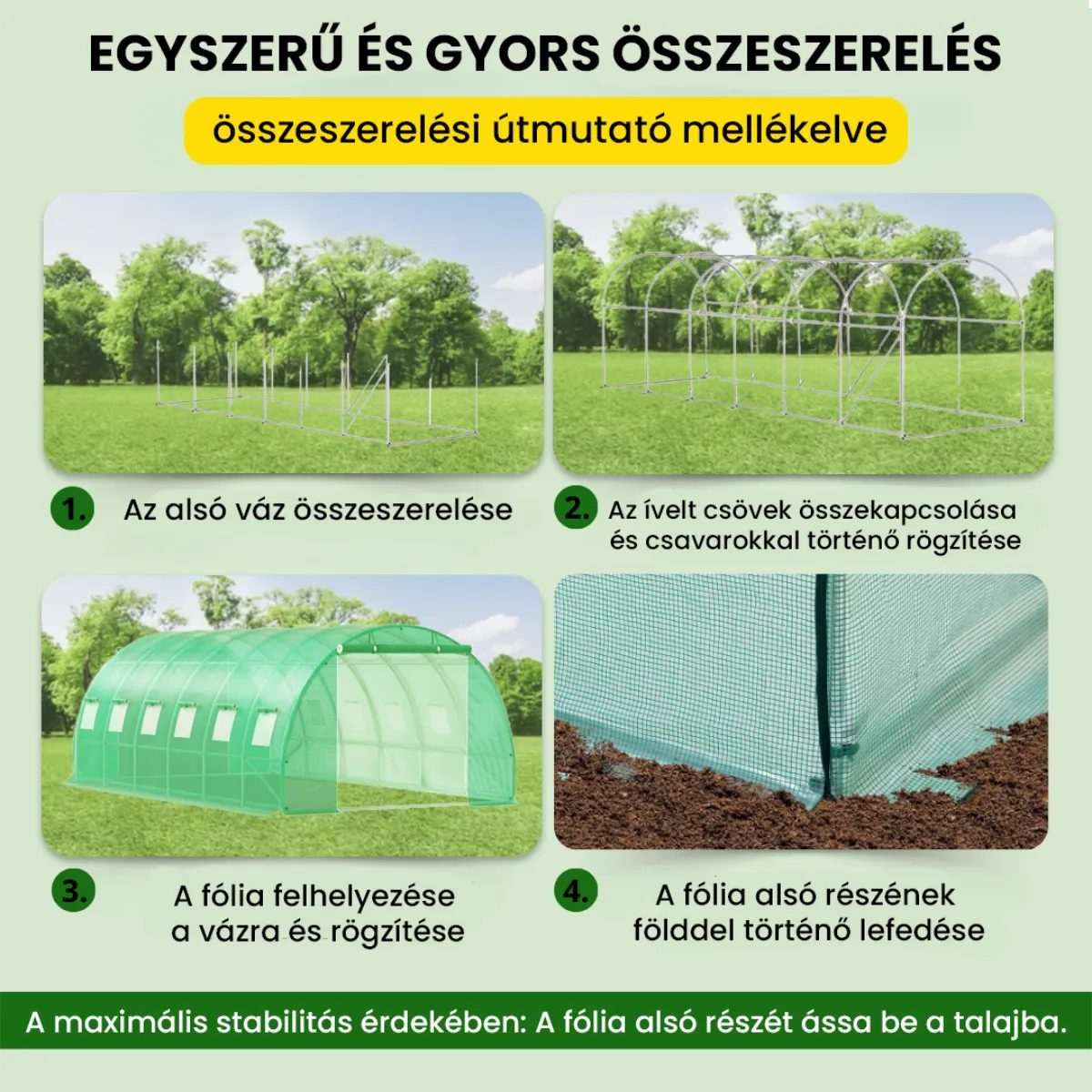 Fóliasátor 3×6×2 m