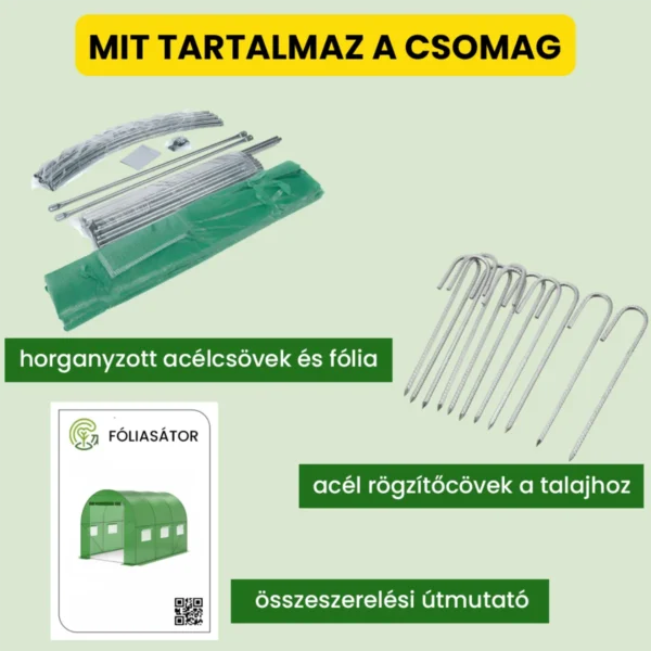 foliasator-2 Fóliasátor – stabil váz, dupla ajtó, UV védelem