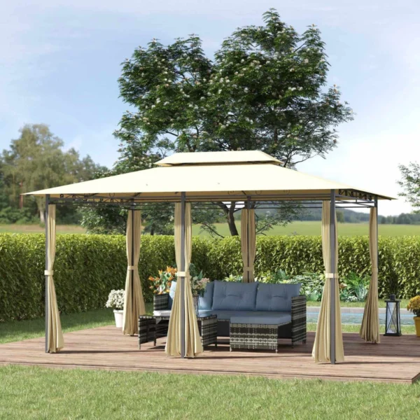 kerti-pavilon-4x3m-bezs-2 Kerti pavilon 4×3 m – bézs, vízálló és UV-álló