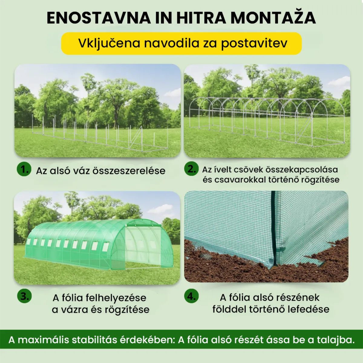 Fóliasátor 3×10×2 m