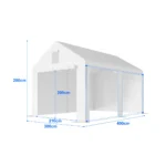 Garázssátor – prémium 38 mm-es váz + 280 g/m² ponyva