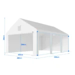 Garázssátor – prémium 38 mm-es váz + 280 g/m² ponyva