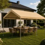 Kerti pavilon – 3 x 4 m-es napvédő cserélhető oldalfalakkal (bézs)
