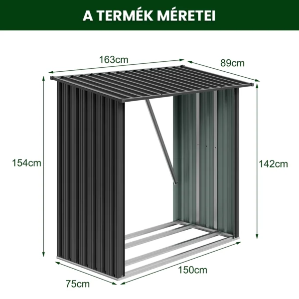 fem-tarolo-tuzifahoz-premium-3 Fém tároló tűzifához Premium 89 × 163 × 154 cm (1,5 m²)