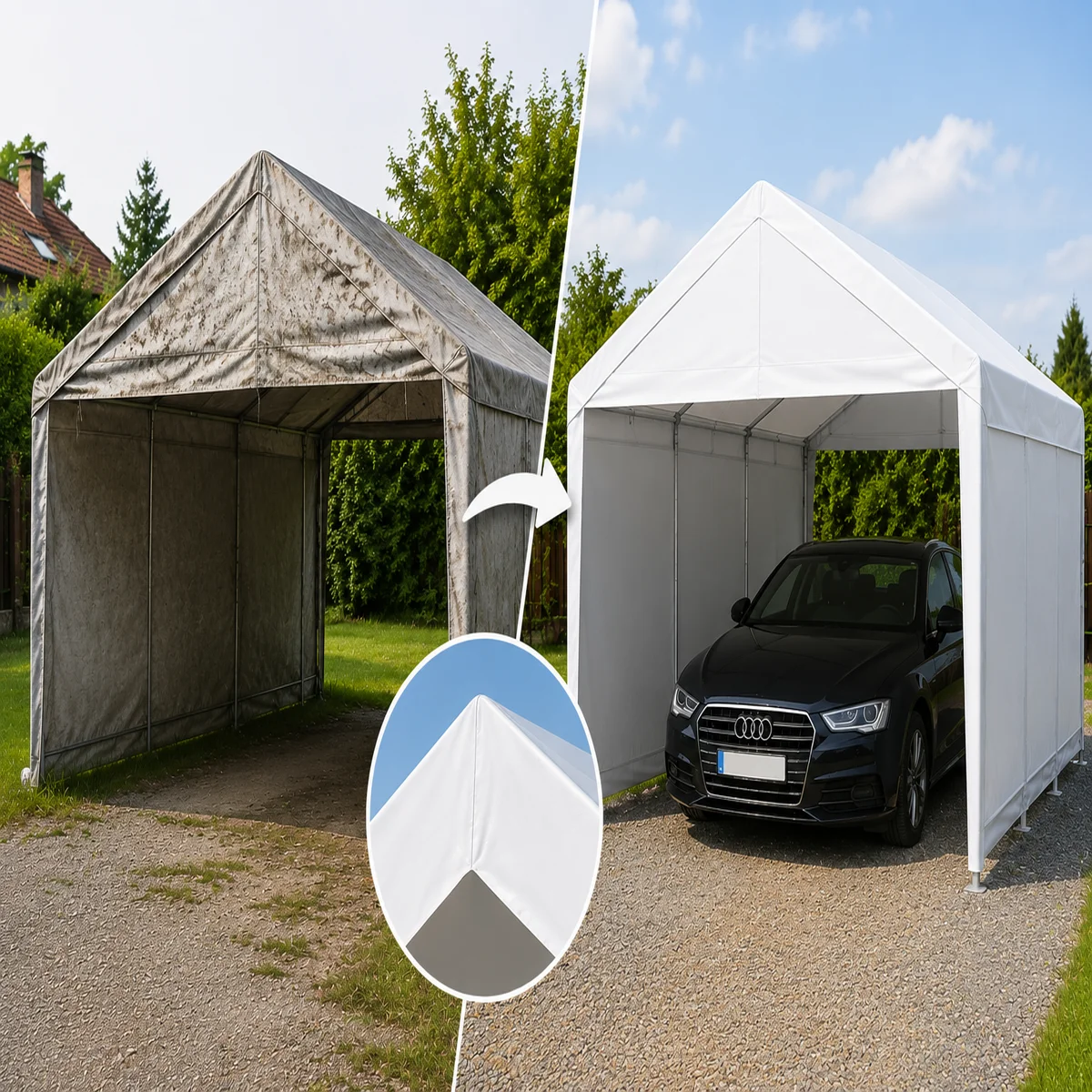 Pótponyva prémium garázs sátorhoz 5×10 m | 280 g/m² PE