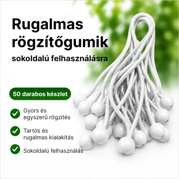 Rugalmas rögzítőgumik golyóval – 50 db